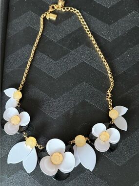 kate spade Gold-Tone Floral Statement Necklace in White, Black and Gold